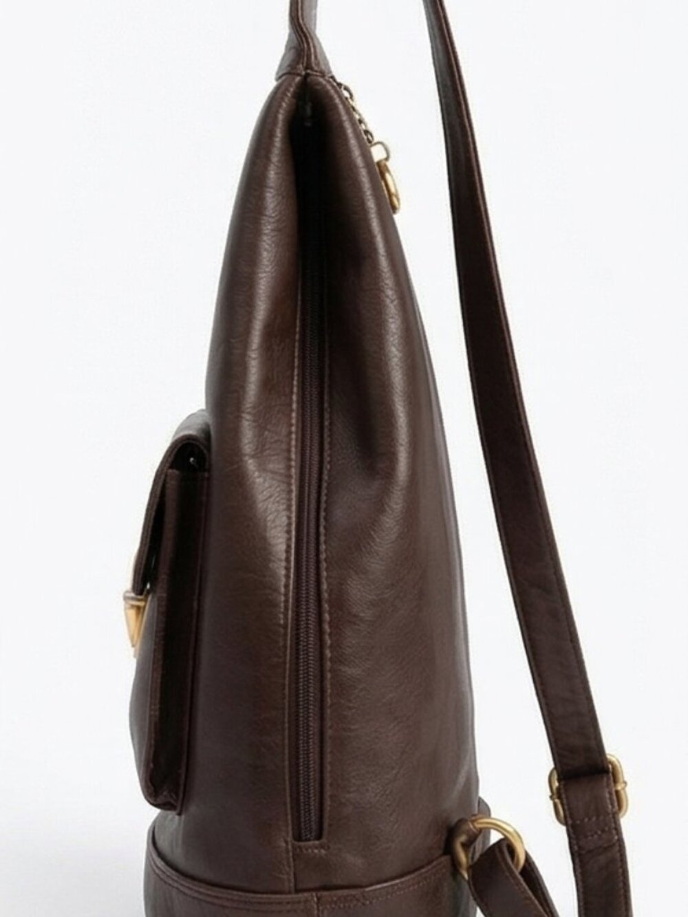 Vintage Lord & Taylor Brown Leather Crossbody Bag - Picture 3 of 9